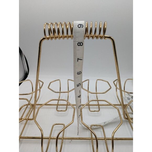 Vintage MCM Gold Wire 8-Bottle Wine Rack With Spiral Handle - Picture 5 of 5